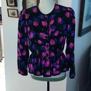 Vintage Cottagecore Silk Floral Blouse Size 10